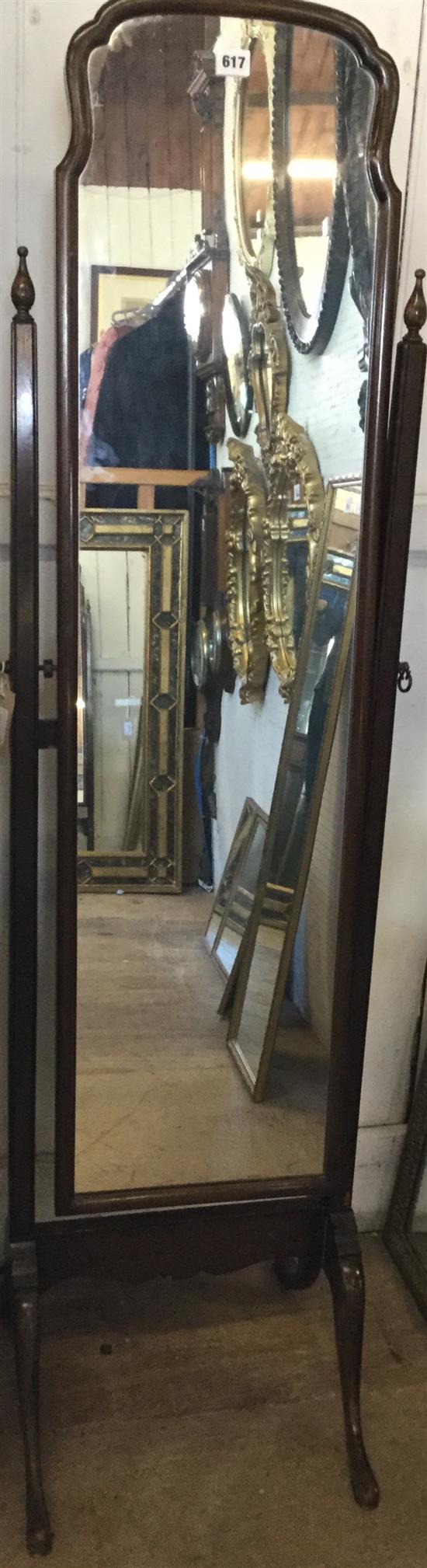 Mahogany cheval mirror